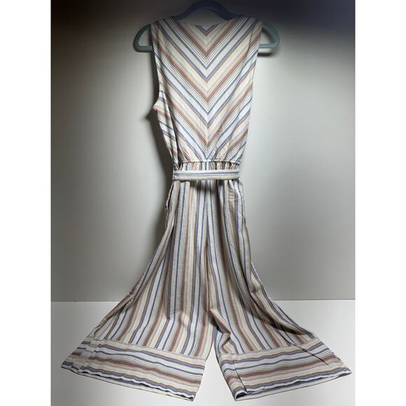Lagenlook Beachy Women’s Sleeveless Pant Suit Sz 16 Linen Blend Belted One Piece - Picture 1 of 6